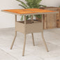 JUNG Vida Gartentisch Beige 80x80x75 cm Poly Rattan Akazienholz