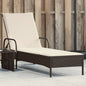 JUNG Vida Sonnenliege mit Rollen und Auflage Braun Poly Rattan