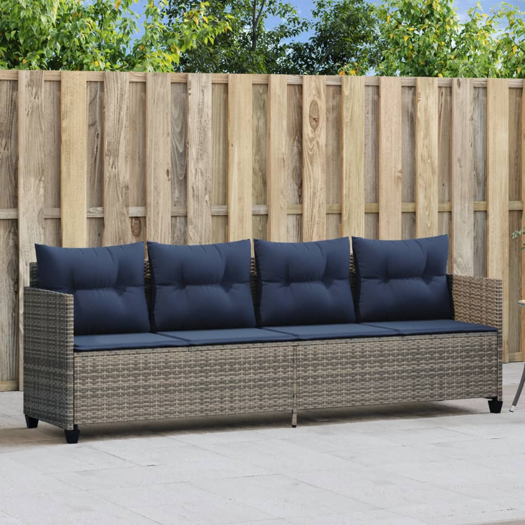 JUNG Vida Sonnenliege mit Kissen Grau Poly Rattan