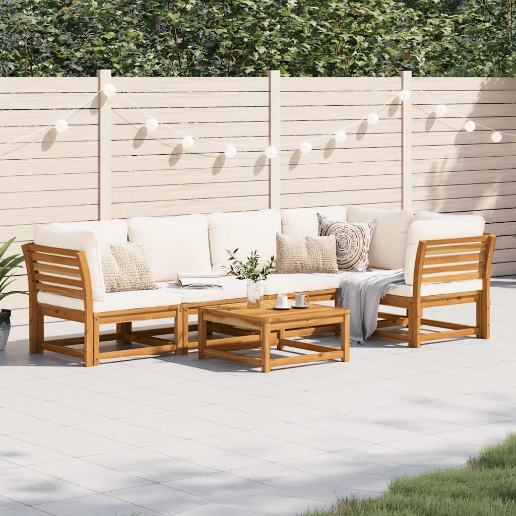 JUNG Vida 6-tlg. Garten-Lounge-Set mit Kissen Massivholz Akazie