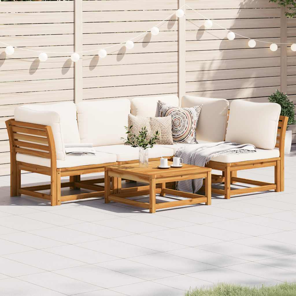 JUNG Vida 5-tlg. Garten-Lounge-Set mit Kissen Massivholz Akazie
