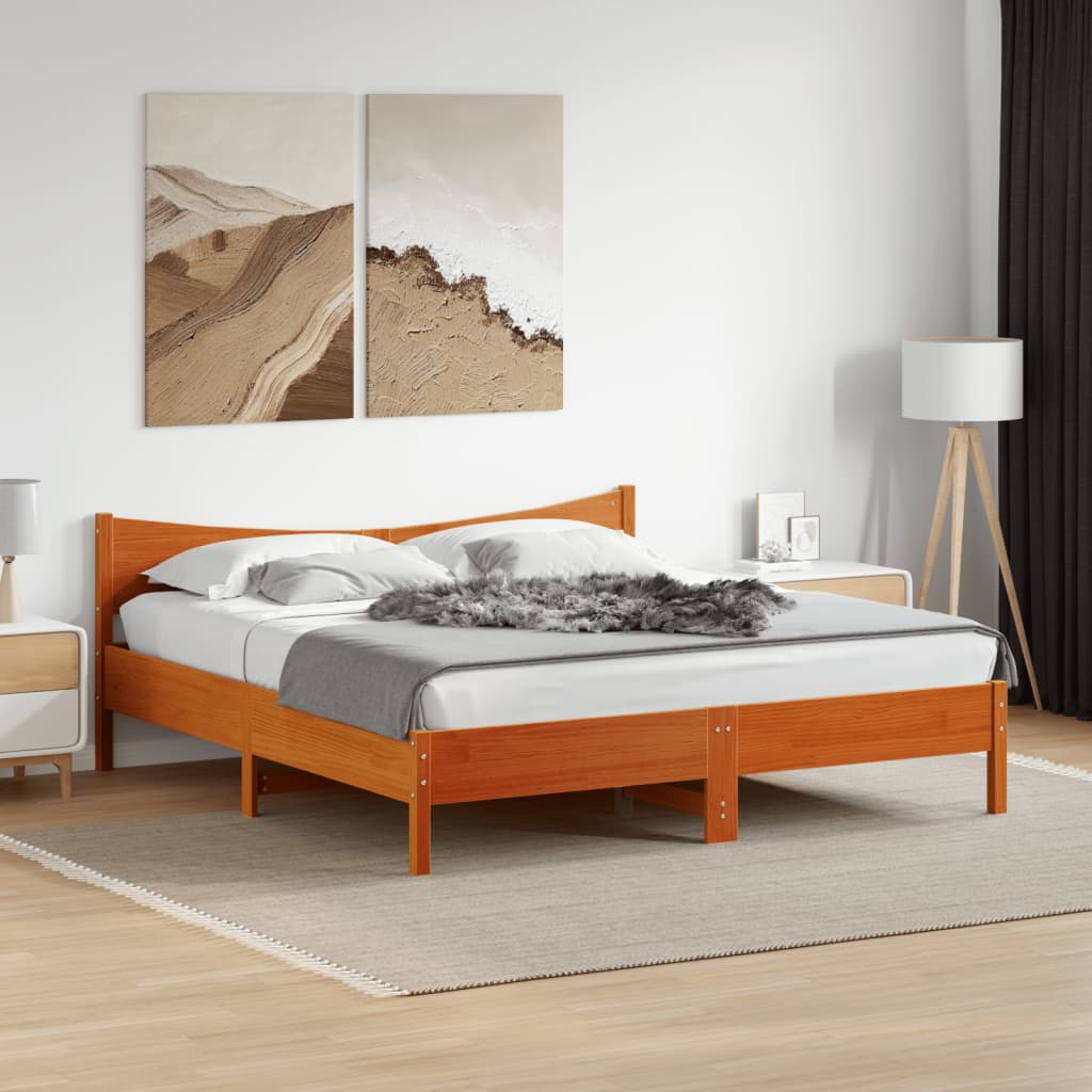 JUNG Vida Massivholzbett ohne Matratze Wachsbraun 180x200 Kiefernholz