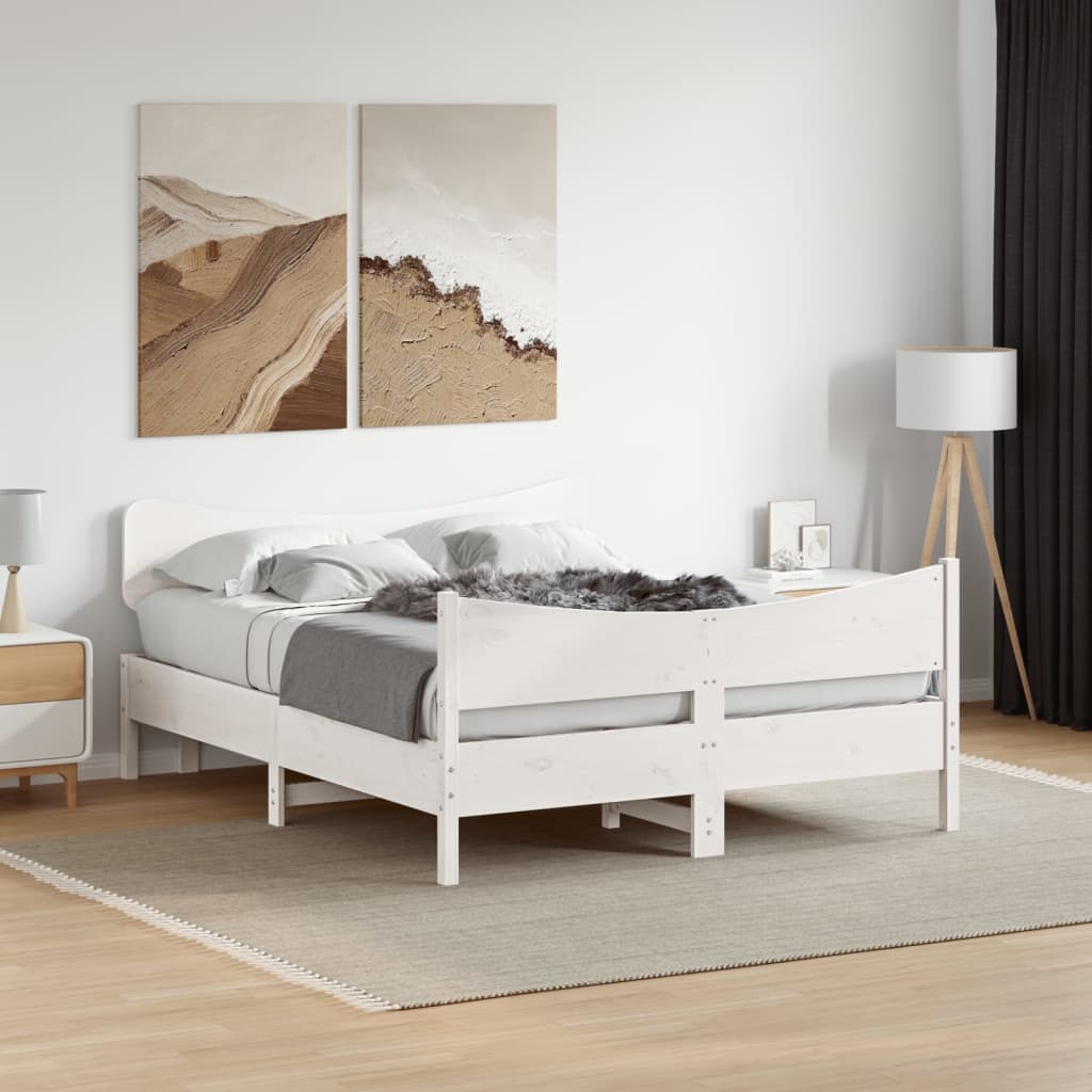 JUNG Vida Massivholzbett ohne Matratze Weiß 160x200 Kiefernholz