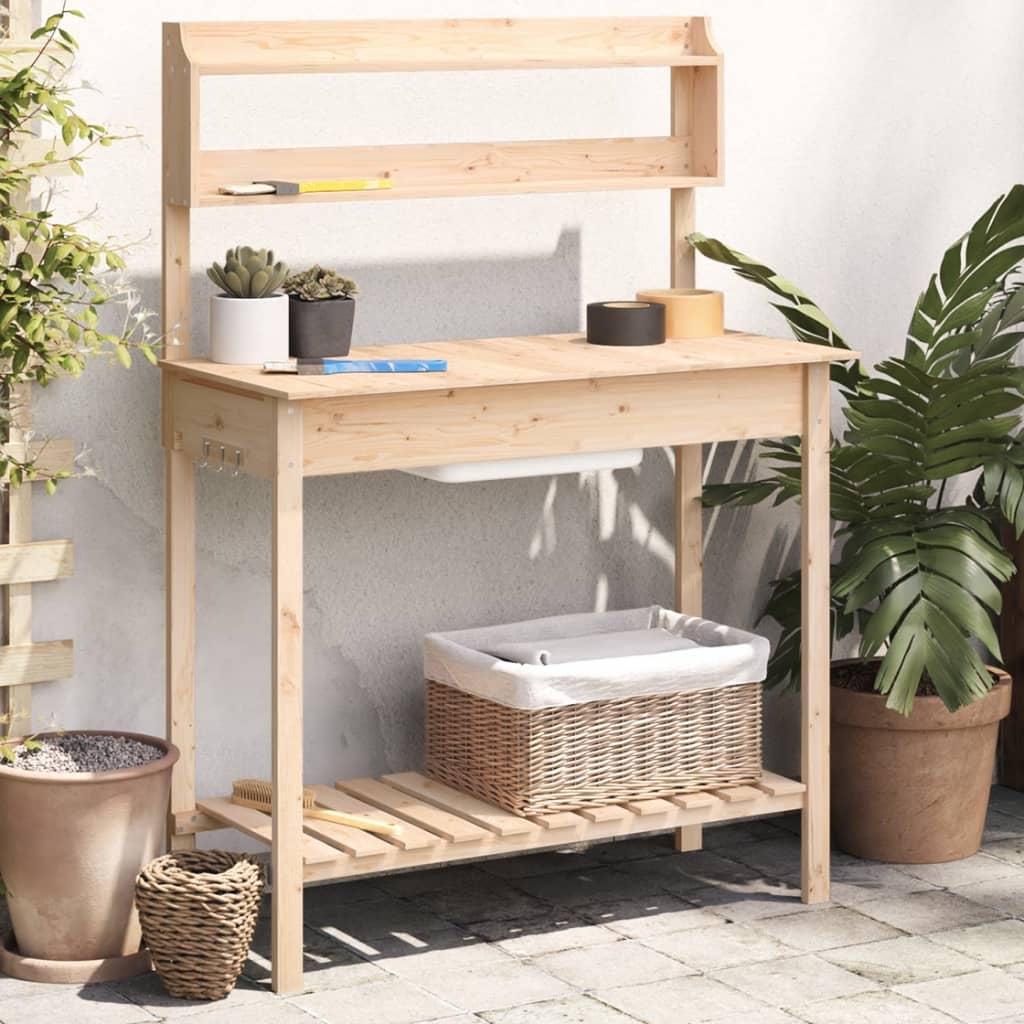 JUNG Vida Pflanztisch mit Waschbecken 147,5x44x139,5 cm Massivholz Tanne
