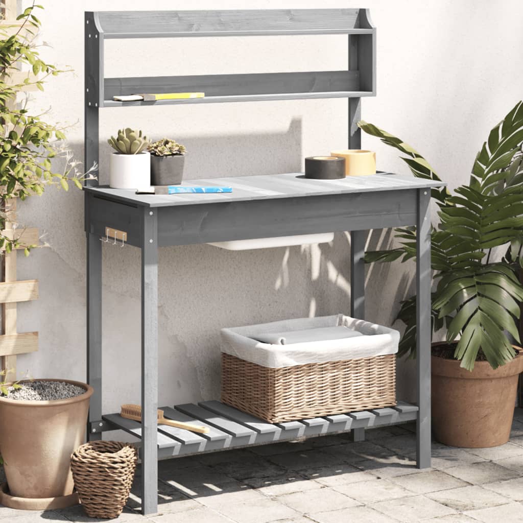 JUNG Vida Pflanztisch mit Waschbecken 147,5x44x139,5 cm Massivholz Tanne