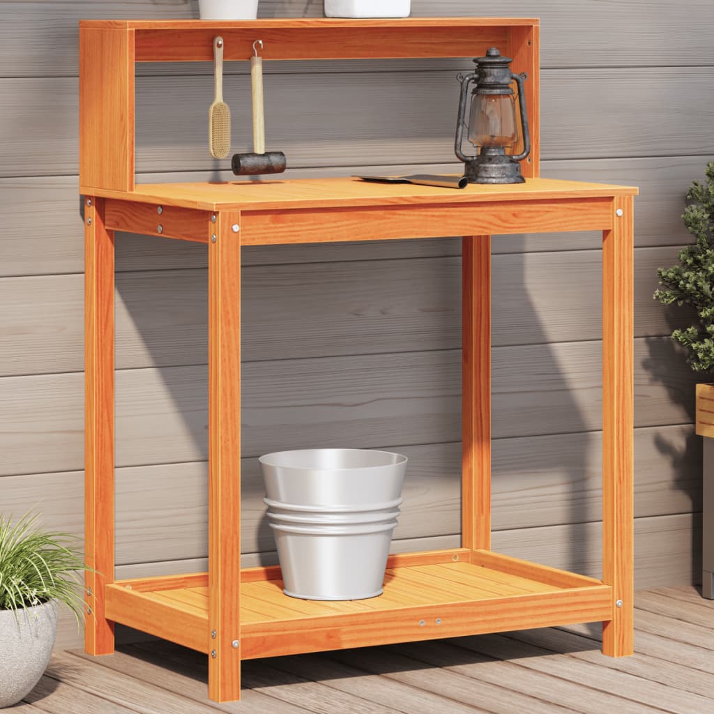 JUNG Vida Pflanztisch mit Ablagen Braun 82,5x50x109,5cm Massivholz Kiefer