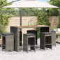 JUNG Vida Garten-Barhocker mit Kissen 6 Stk. Grau Poly Rattan