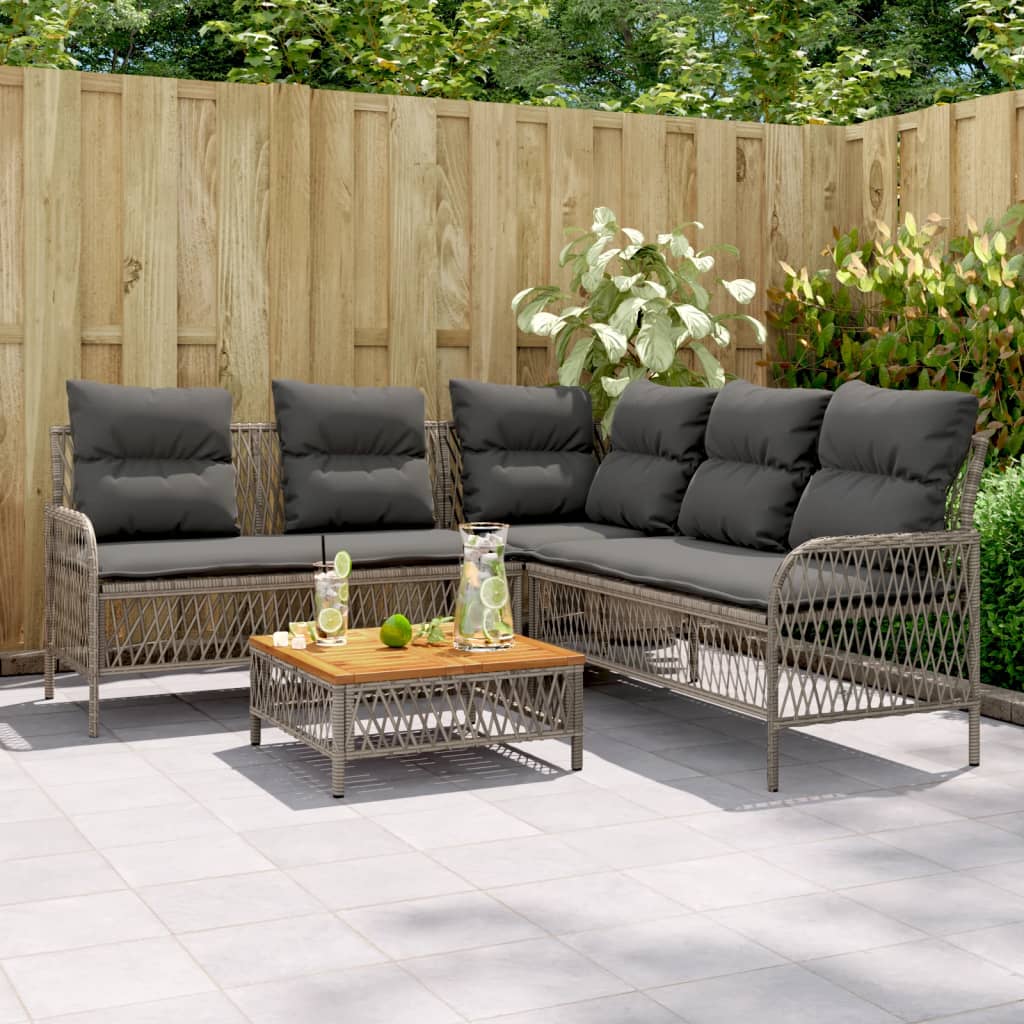 JUNG Vida 2-tlg. Garten-Sofagarnitur mit Auflagen Poly Rattan Grau