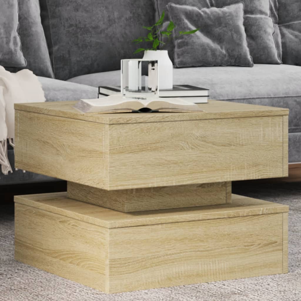 JUNG Vida Couchtisch mit LED-Leuchten Sonoma-Eiche 50x50x40 cm