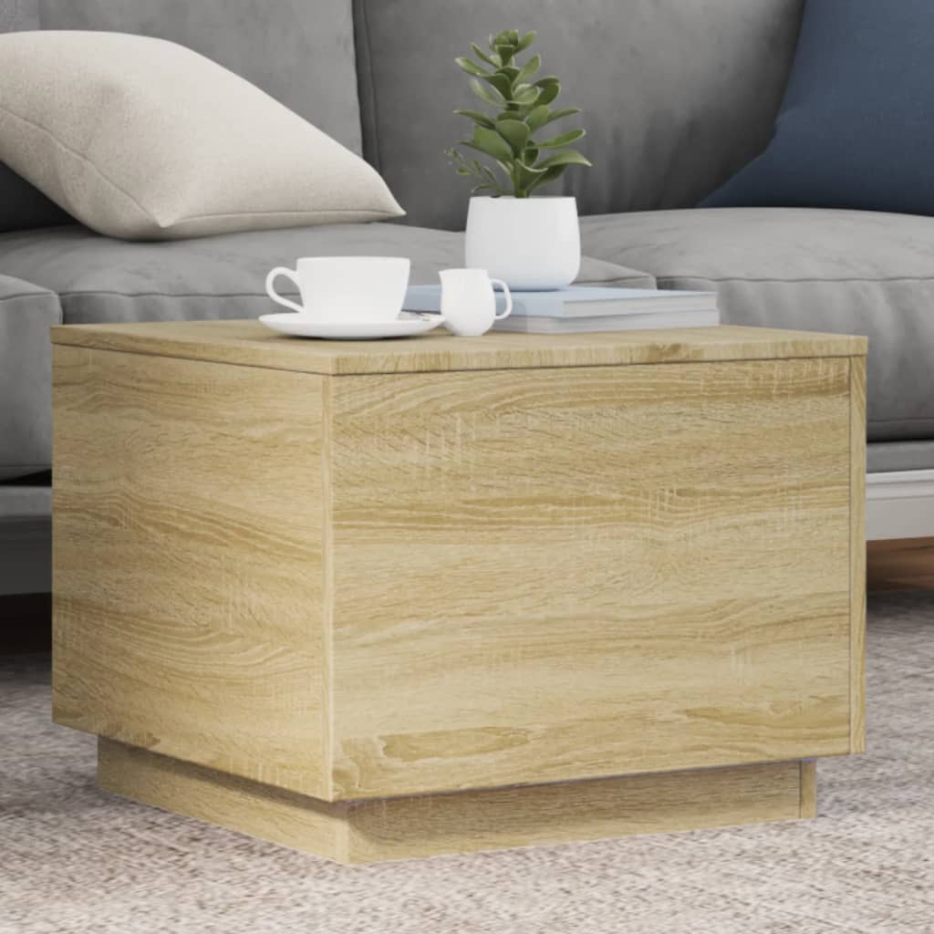 JUNG Vida Couchtisch mit LED-Leuchten Sonoma-Eiche 50x50x40 cm