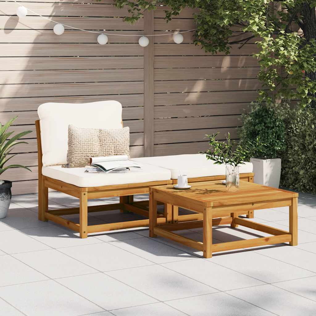 JUNG Vida 3-tlg. Garten-Lounge-Set mit Kissen Massivholz Akazie