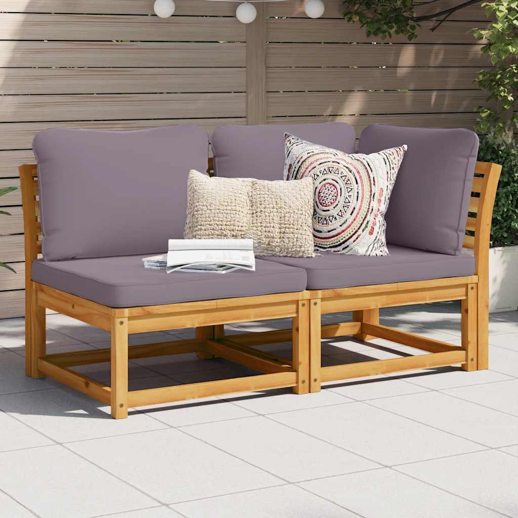 JUNG Vida 2-tlg. Garten-Lounge-Set mit Kissen Massivholz Akazie