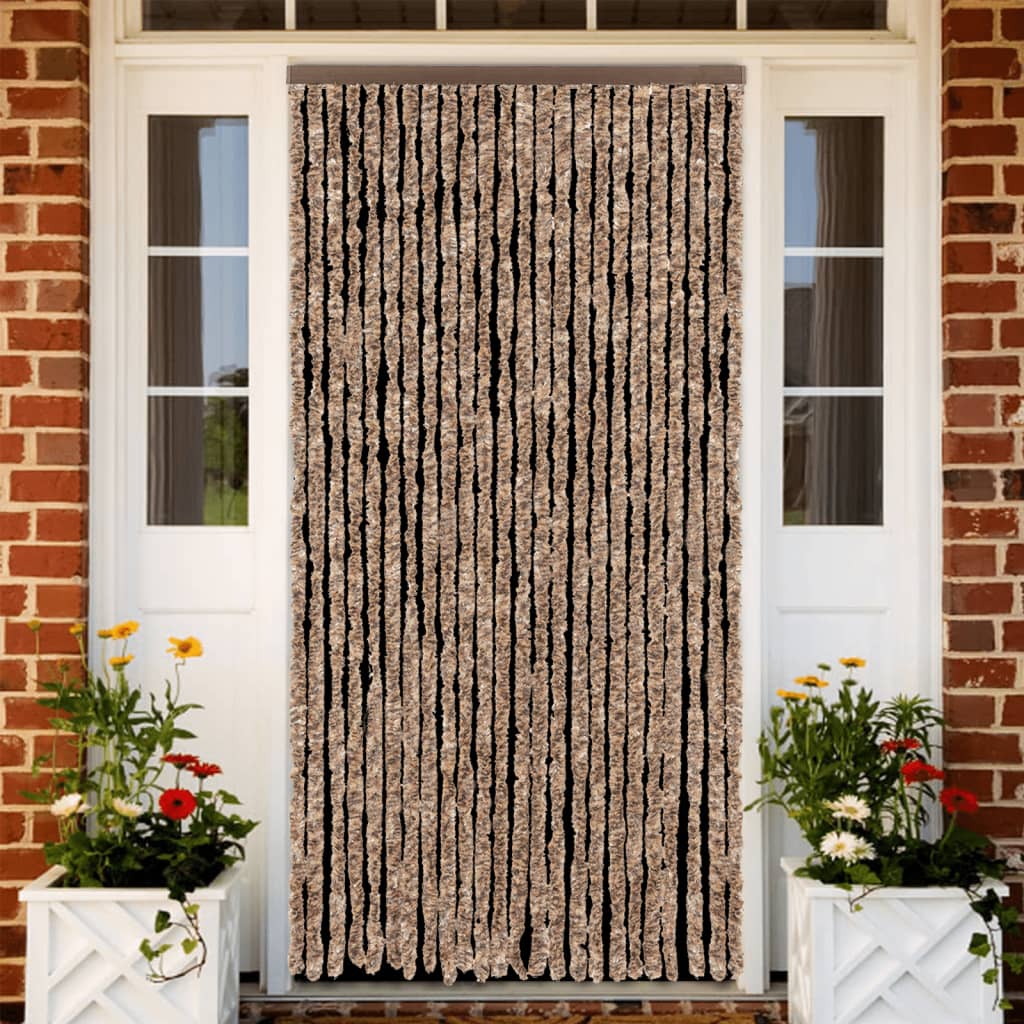 JUNG Vida Fliegenvorhang Beige und Dunkelbraun 100x220 cm Chenille