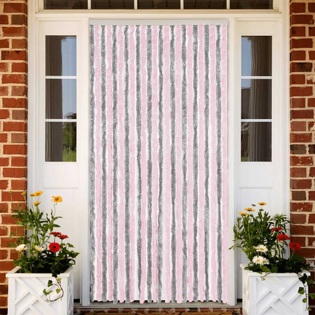 JUNG Vida Fliegenvorhang Silbergrau und Rosa 100x200 cm Chenille