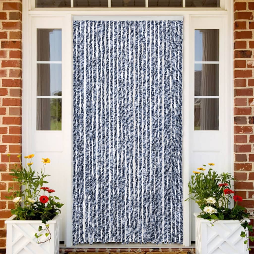 JUNG Vida Fliegenvorhang Blau und Weiß 100x200 cm Chenille