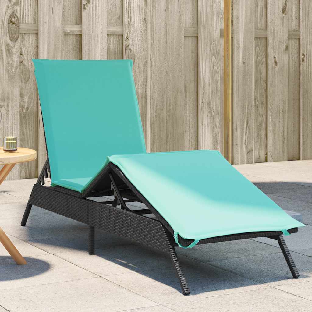 JUNG Vida Sonnenliege mit Kissen Schwarz Poly Rattan
