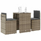 JUNG Vida 3-tlg. Bistro-Set mit Kissen Grau Poly Rattan