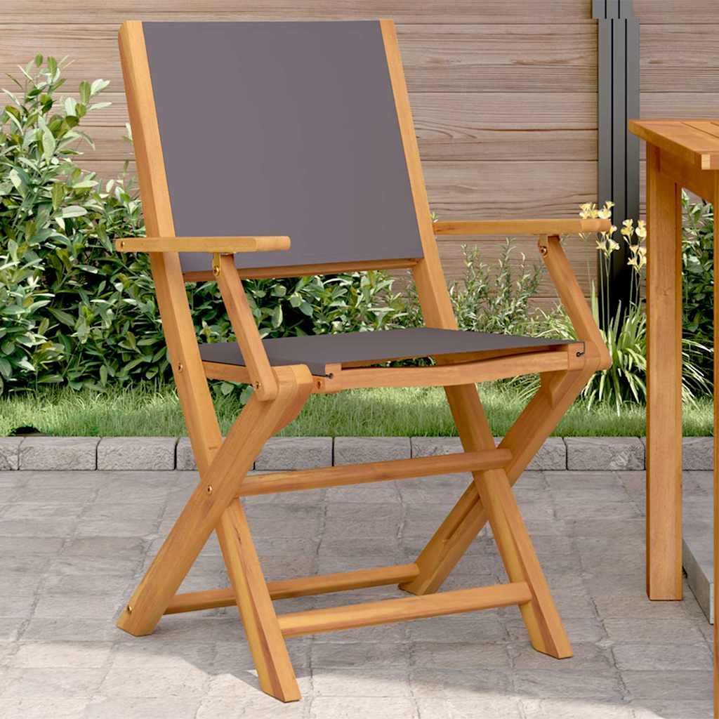 JUNG Vida Gartenstühle 2 Stk. Anthrazit Massivholz Akazie & Stoff