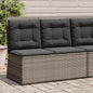 JUNG Vida Gartenbank Verstellbar mit Kissen Grau Poly Rattan