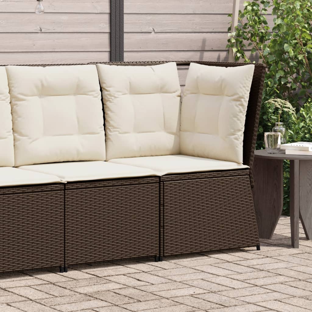 JUNG Vida Garten-Ecksofa mit Kissen Braun Poly Rattan