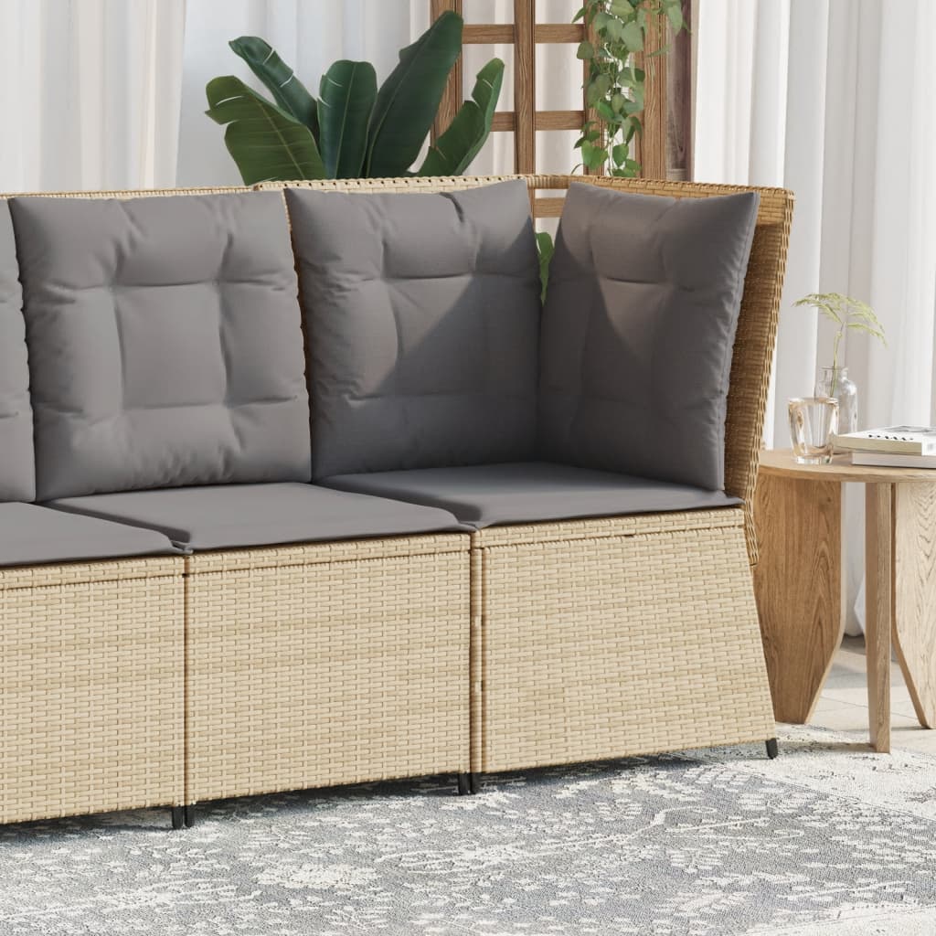 JUNG Vida Garten-Ecksofa mit Kissen Beige Poly Rattan