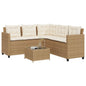 JUNG Vida Gartensofa in L-Form mit Tisch und Kissen Beige Poly Rattan