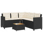 JUNG Vida Gartensofa in L-Form mit Tisch und Kissen Schwarz Poly Rattan