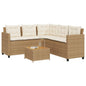 JUNG Vida Gartensofa in L-Form mit Tisch und Kissen Beige Poly Rattan