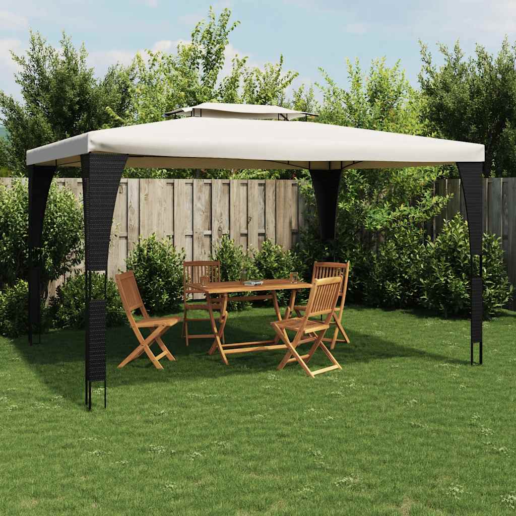 JUNG Vida Pavillon mit Doppeldach Creme 3,98x2,98 m Stahl