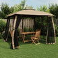 JUNG Vida Pavillon mit Doppeldach & Netzwänden Taupe 2,93x2,93 m Stahl