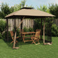 JUNG Vida Pavillon mit Doppeldach & Netzwänden Taupe 2,94x2,94 m Stahl