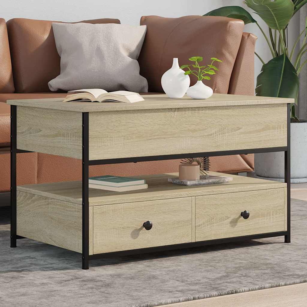 JUNG Vida Couchtisch Sonoma-Eiche 85x50x50 cm Holzwerkstoff und Metall