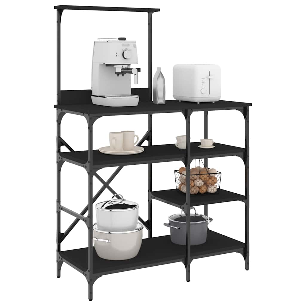 JUNG Vida Bäckerregal Schwarz 90x40x132 cm Holzwerkstoff und Metall