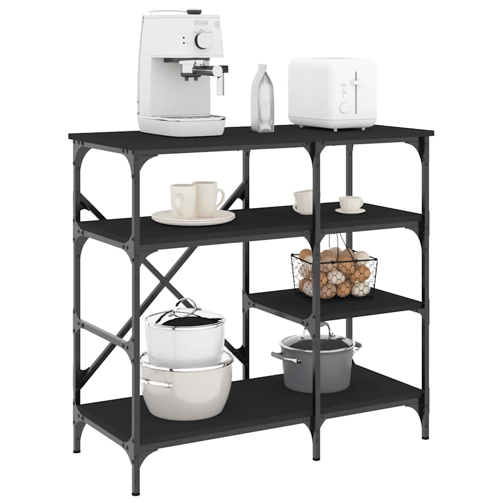 JUNG Vida Bäckerregal Schwarz 90x40x84 cm Holzwerkstoff und Metall