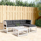 JUNG Vida 4-tlg. Garten-Lounge-Set mit Kissen Weiß Massivholz Kiefer