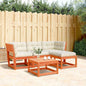 JUNG Vida 4tlg. Garten-Lounge-Set mit Kissen Wachsbraun Massivholz Kiefer