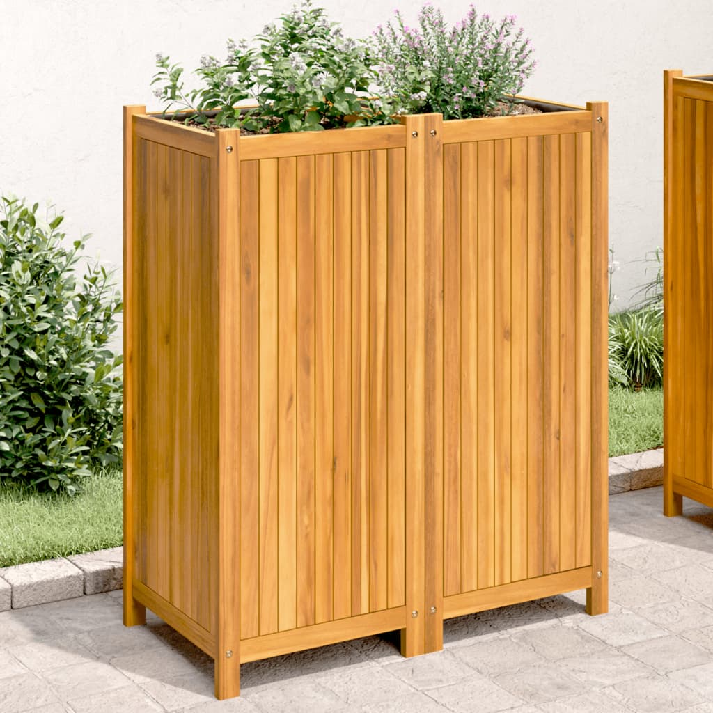 JUNG Vida Pflanzkübel mit Einlage 84x42x100 cm Massivholz Akazie