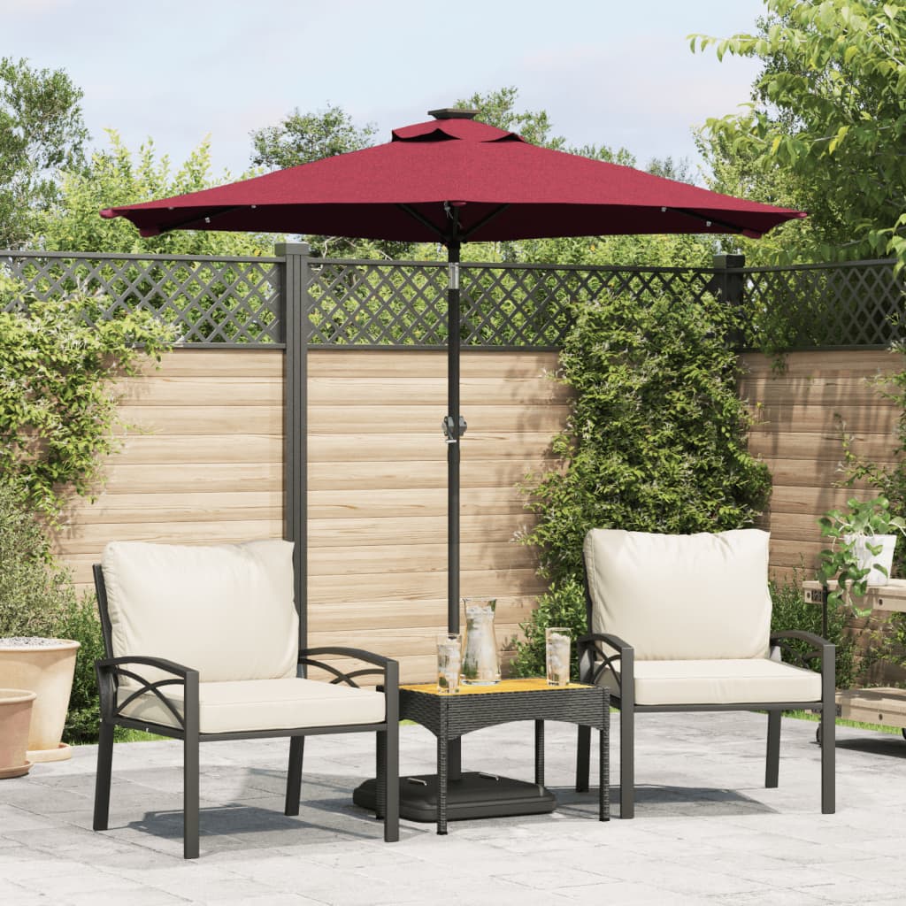 JUNG Vida Sonnenschirm mit LED und Stahlmast Weinrot 225x225x212 cm