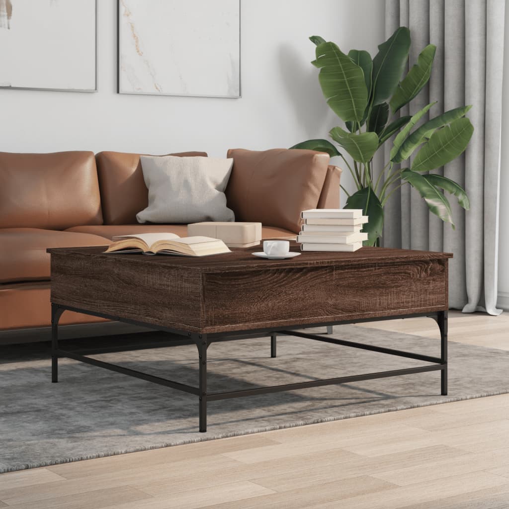 JUNG Vida Couchtisch Braun Eichen-Optik 95x95x45 cm Holzwerkstoff Metall