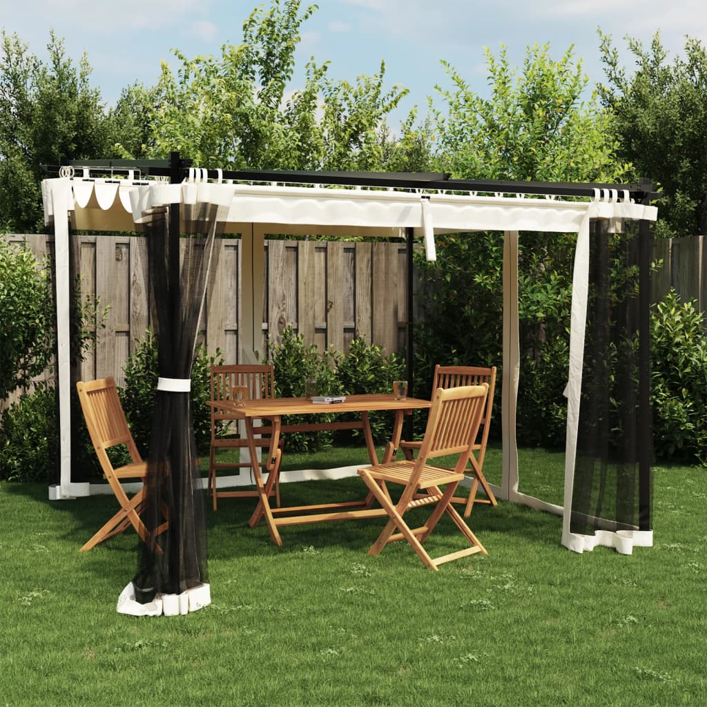 JUNG Vida Pavillon mit Netzwände Creme 3x3 m Stahl