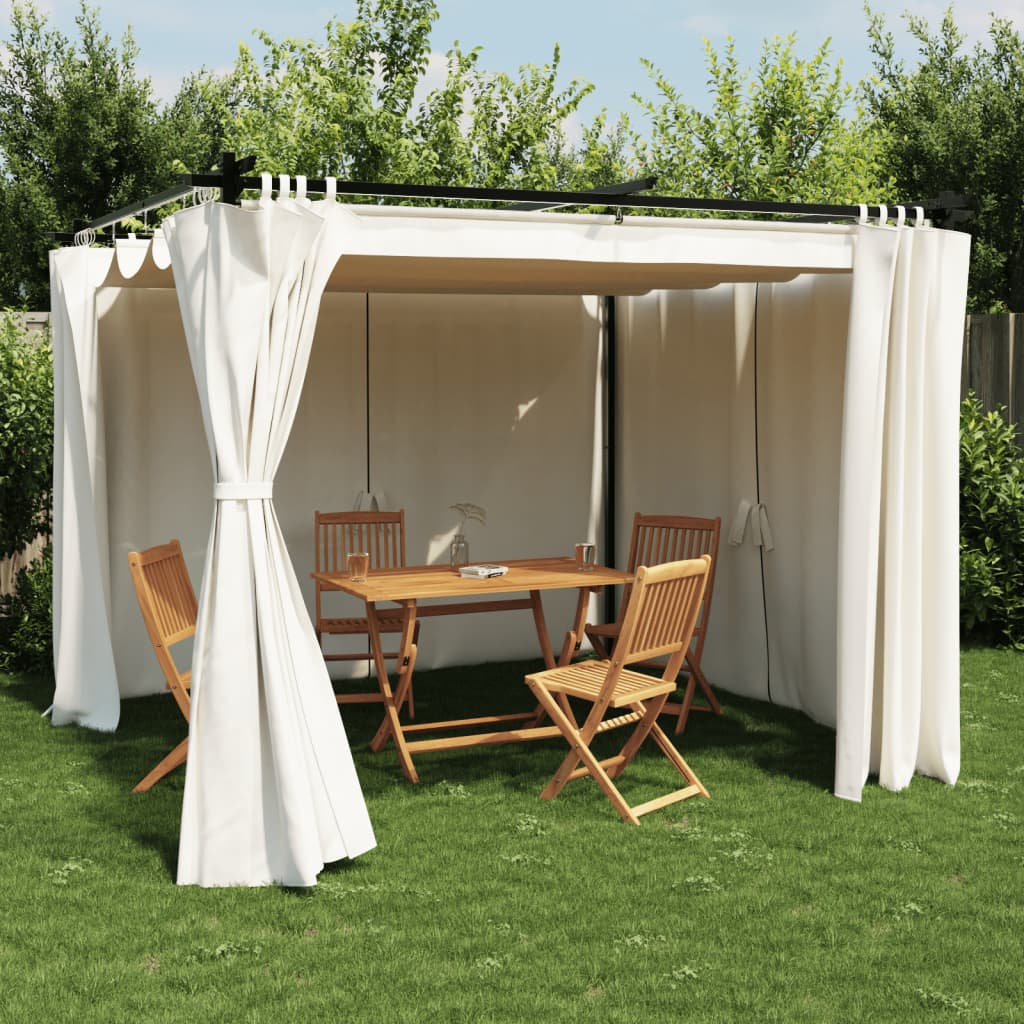 JUNG Vida Pavillon mit Vorhängen Creme 3x3 m Stahl