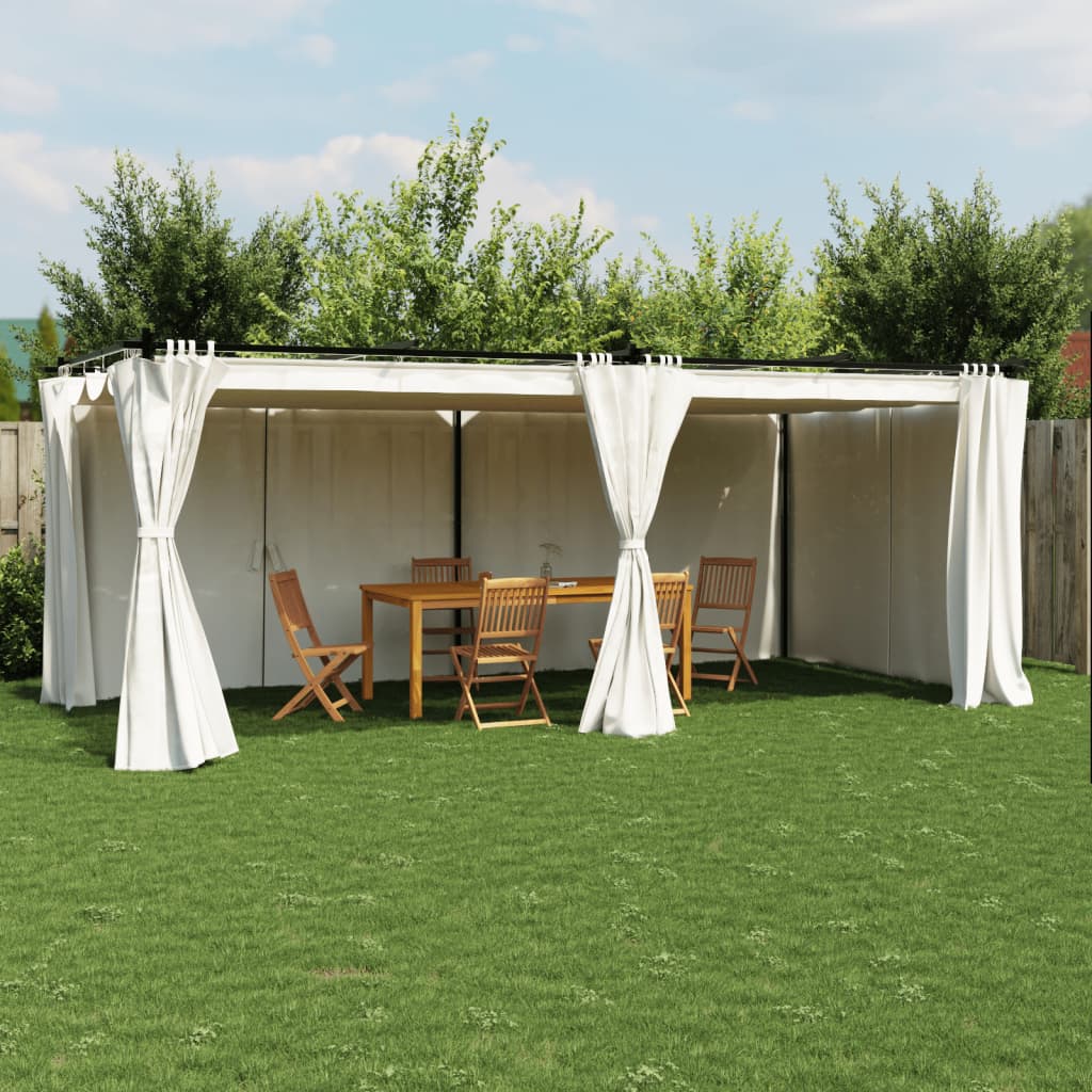 JUNG Vida Pavillon mit Vorhängen Creme 6x3 m Stahl