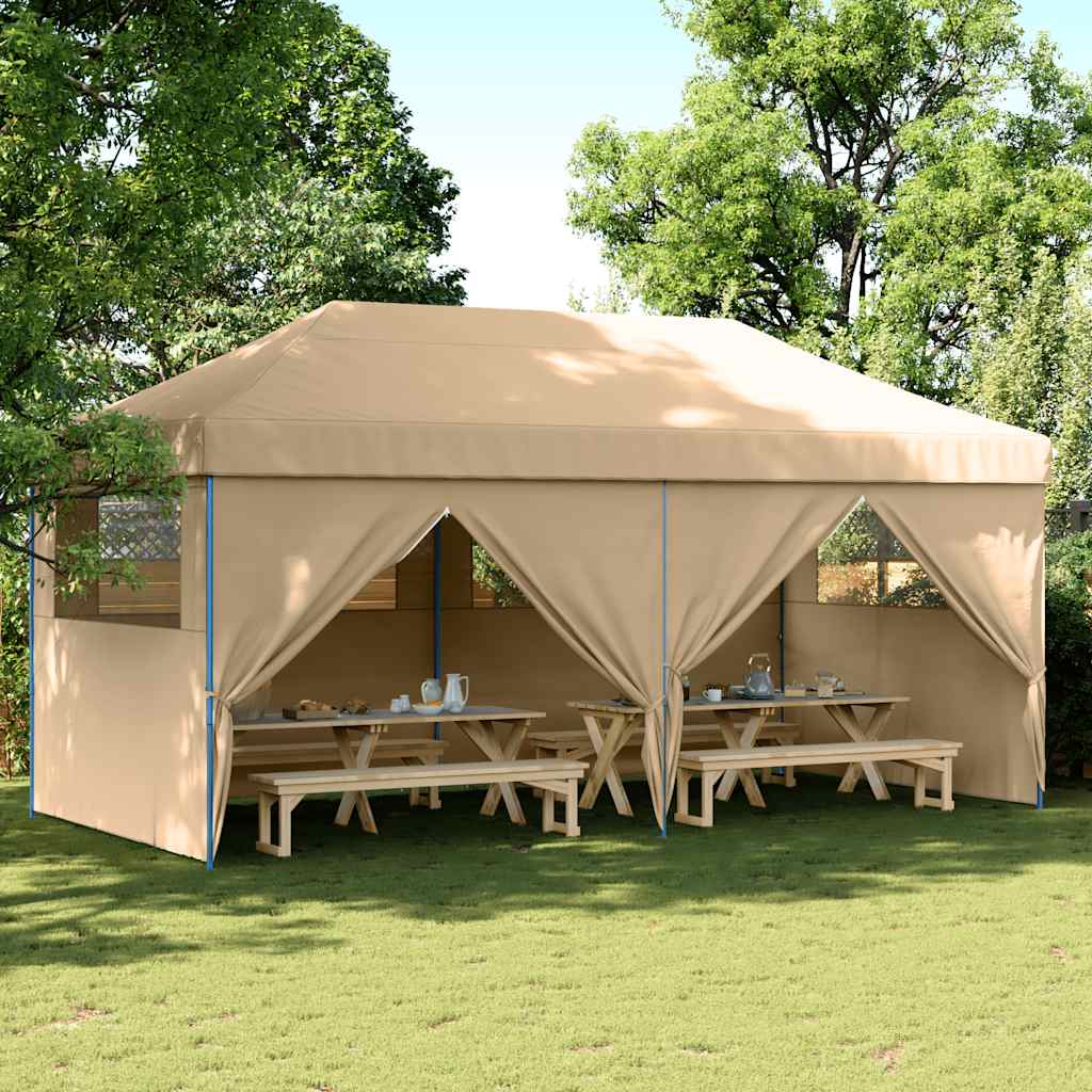 JUNG Vida Partyzelt Faltbar Pop-Up mit 4 Seitenteilen Beige