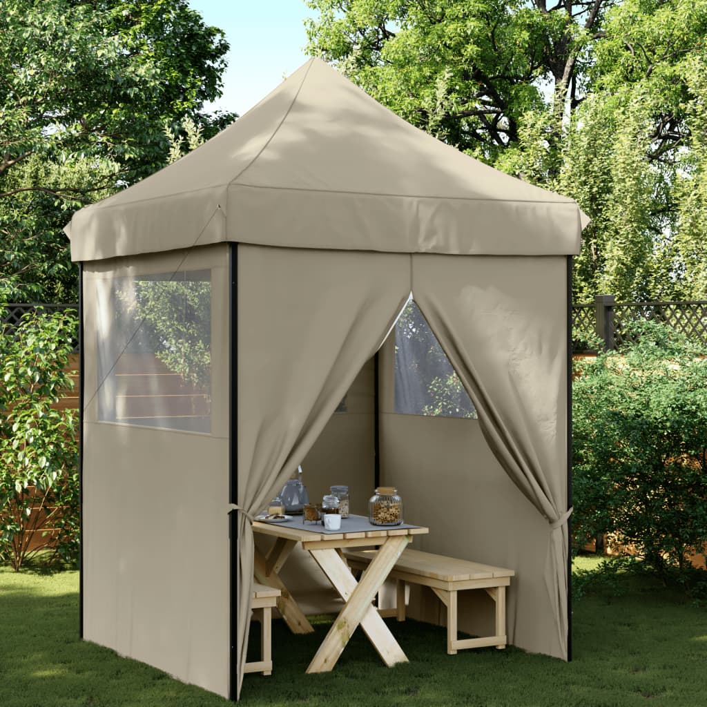 JUNG Vida Partyzelt Faltbar Pop-Up mit 4 Seitenteilen Taupe