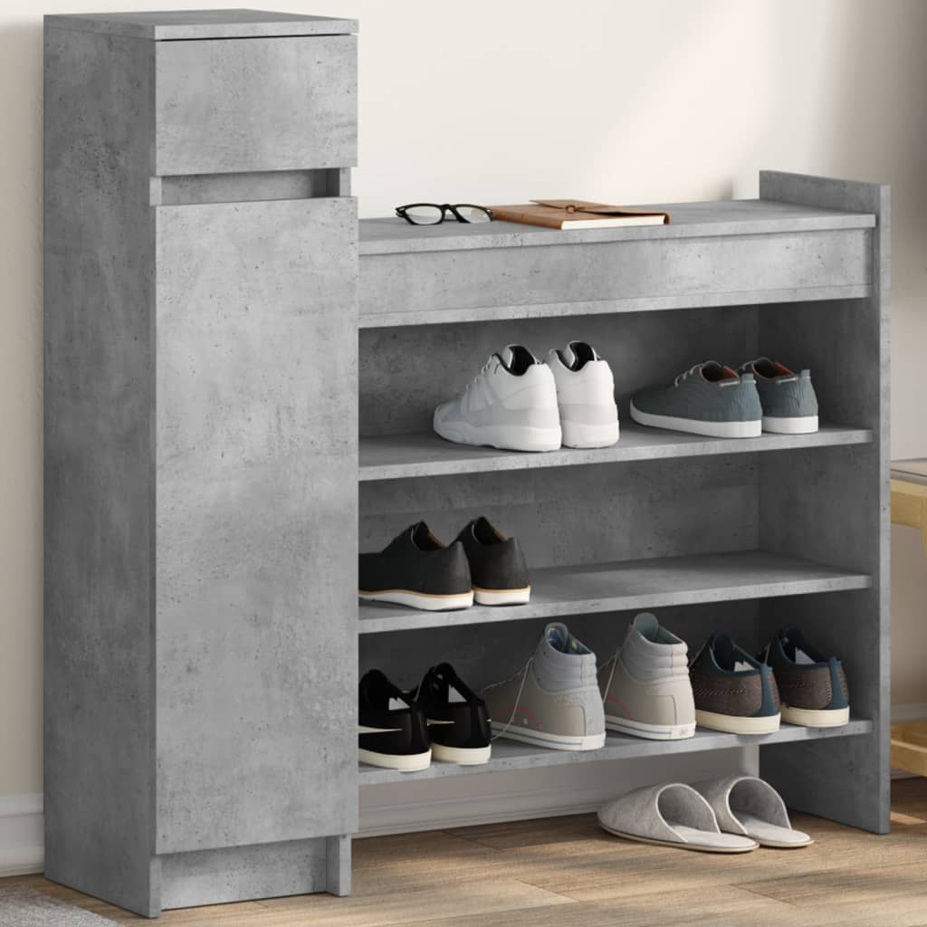 JUNG Vida Schuhschrank Betongrau 100,5x28x100 cm Holzwerkstoff