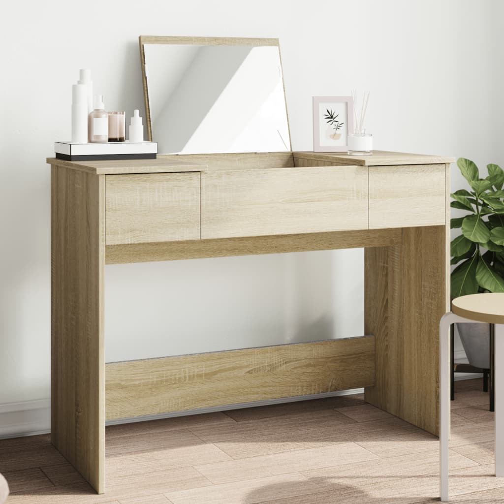 JUNG Vida Schminktisch mit Spiegel Sonoma-Eiche 100x45x76 cm