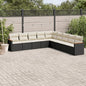 JUNG Vida 9-tlg. Garten-Sofagarnitur mit Kissen Schwarz Poly Rattan