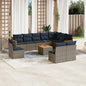 JUNG Vida 11-teiliges Gartensofa-Set mit Kissen, grau, Polyrattan