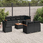 JUNG Vida 9-tlg. Garten-Sofagarnitur mit Kissen Schwarz Poly Rattan