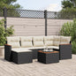 JUNG Vida 7-tlg. Garten-Sofagarnitur mit Kissen Schwarz Poly Rattan